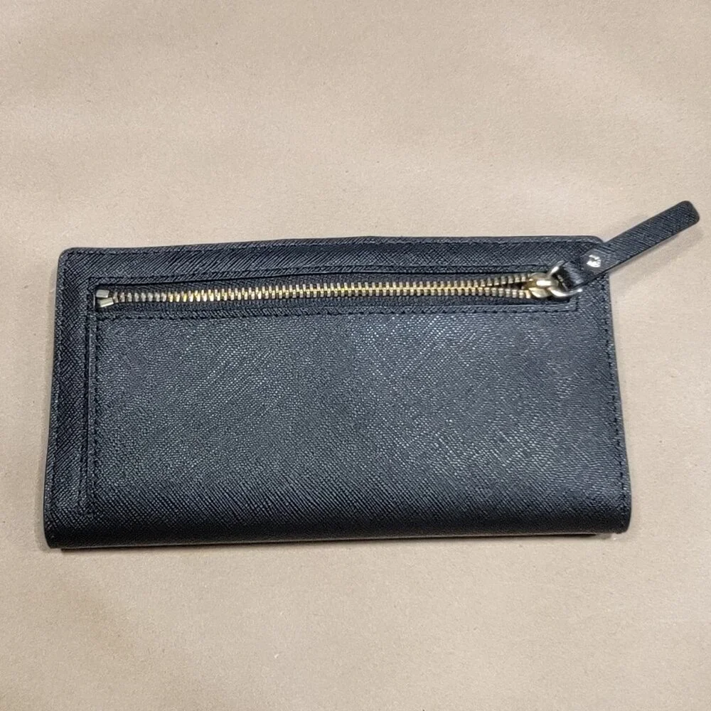 Kate Spade Black Saffiano Leather Laurel Way Stacy Large Slim Bifold Wallet